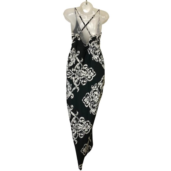 Fashion Nova Large Sexy Black & White Floral Print High-Low Dress Stretch‎ Pinup - Picture 2 of 4